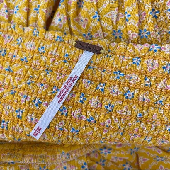 Free People Across The Sea Strapless Yellow Patchwork Tunic Mini Dress medium - Picture 9 of 9